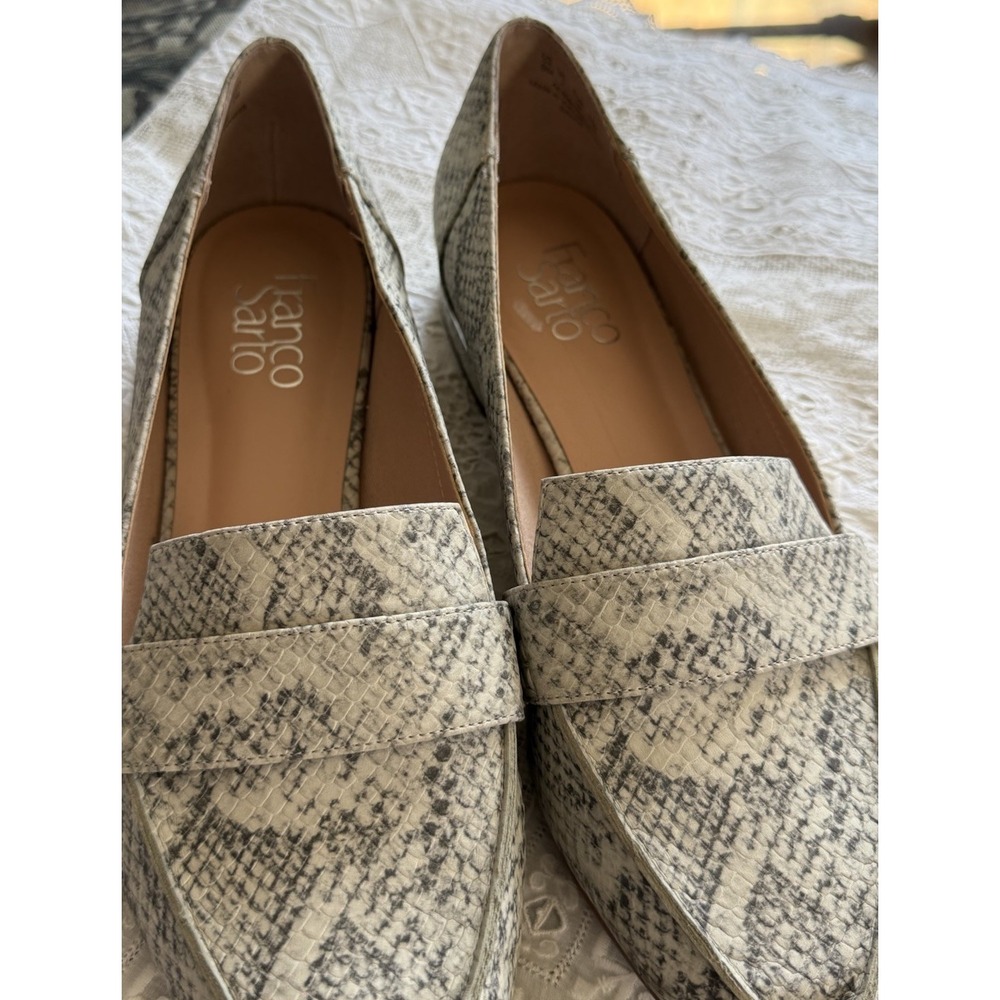 Franco Sarto Snakeskin-Print Pointed Toe Flats in Cream and Gray - Picture 5 of 10